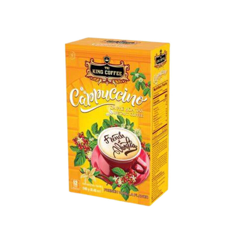 Cà Phê Hòa Tan Cappuccino KING COFFEE vị Vanilla - Hộp 12 gói x 20g
