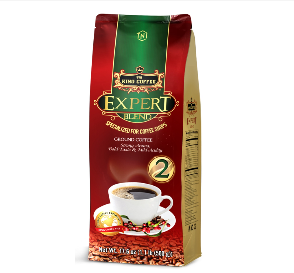 King-coffee-Expert-Blend-2-Tui-100gr-VV-5-tuiPE.png Cà Phê Rang Xay Expert Blend 2 KING COFFEE - Túi 100g